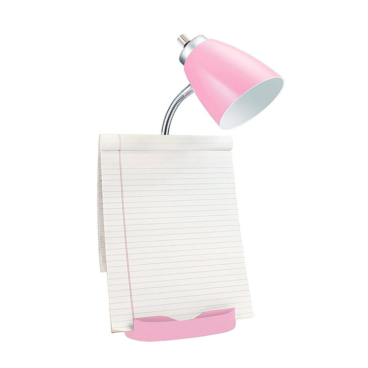 Limelights - Gooseneck Organizer Desk Lamp with iPad Tablet Stand Book Holder and USB port - Pink_2