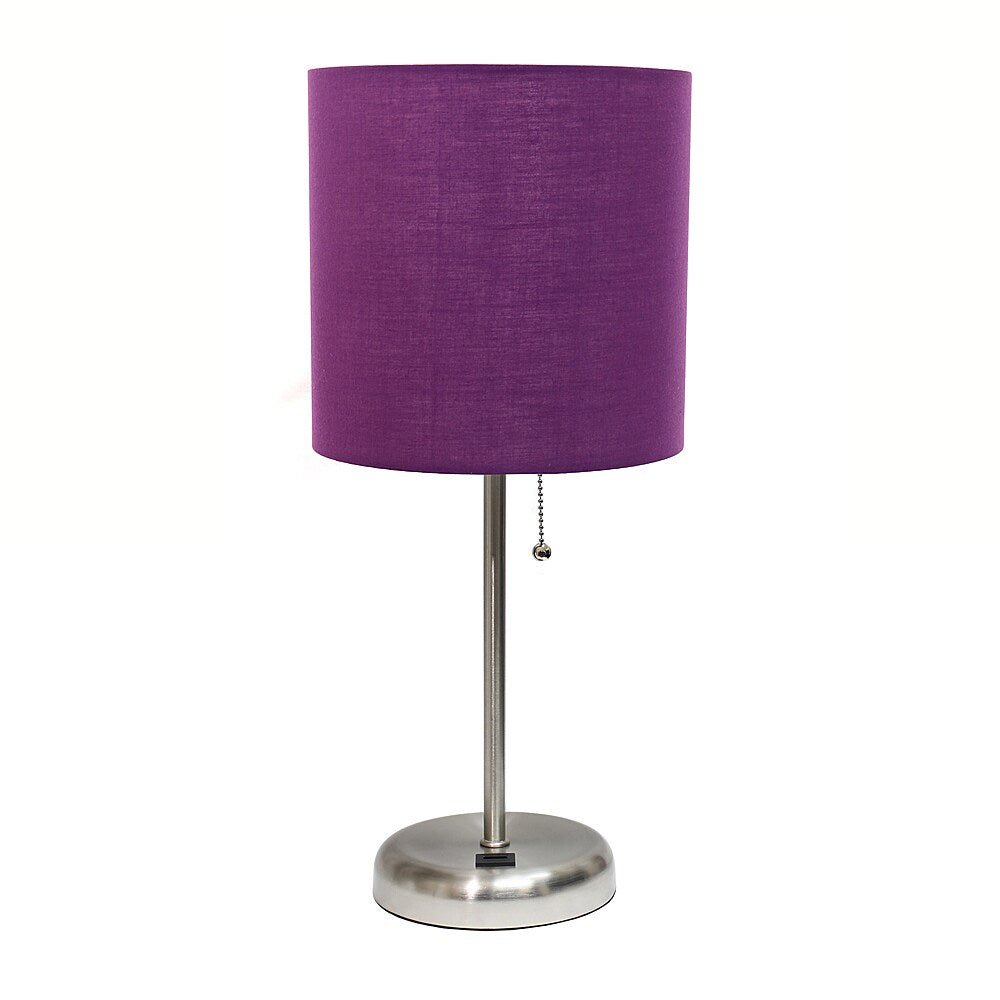 Limelights - Stick Lamp with USB charging port and Fabric Shade - Purple_1