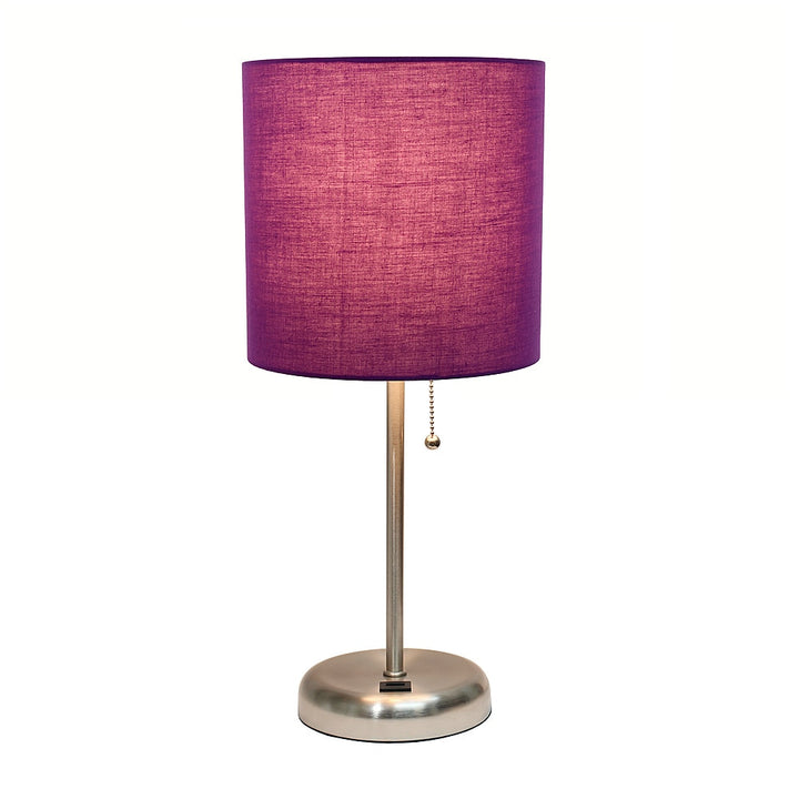 Limelights - Stick Lamp with USB charging port and Fabric Shade - Purple_0