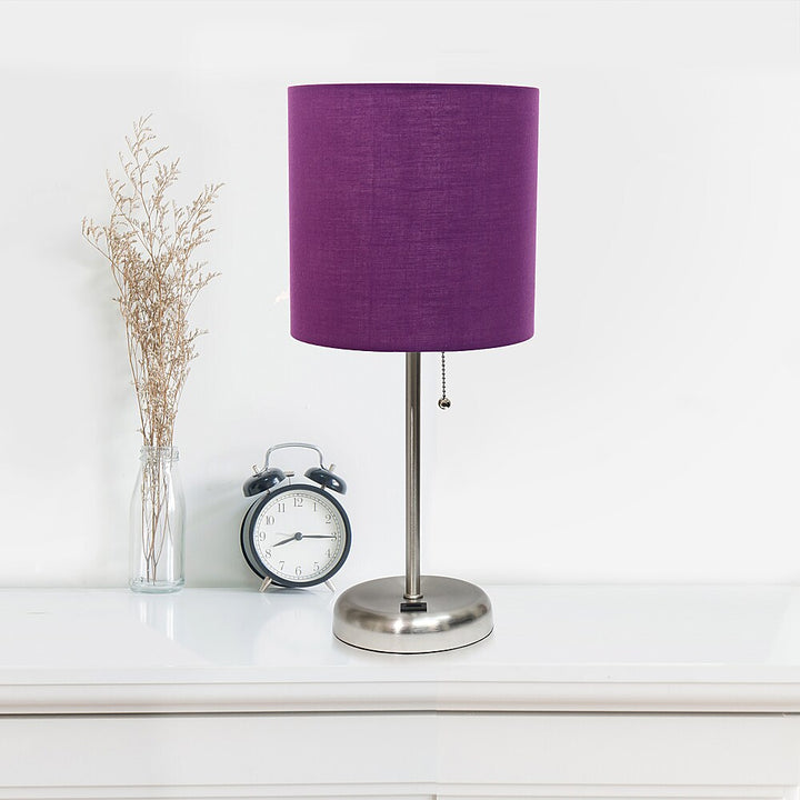 Limelights - Stick Lamp with USB charging port and Fabric Shade - Purple_6