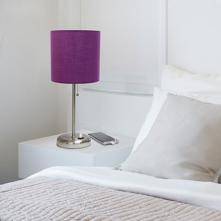 Limelights - Stick Lamp with USB charging port and Fabric Shade - Purple_7