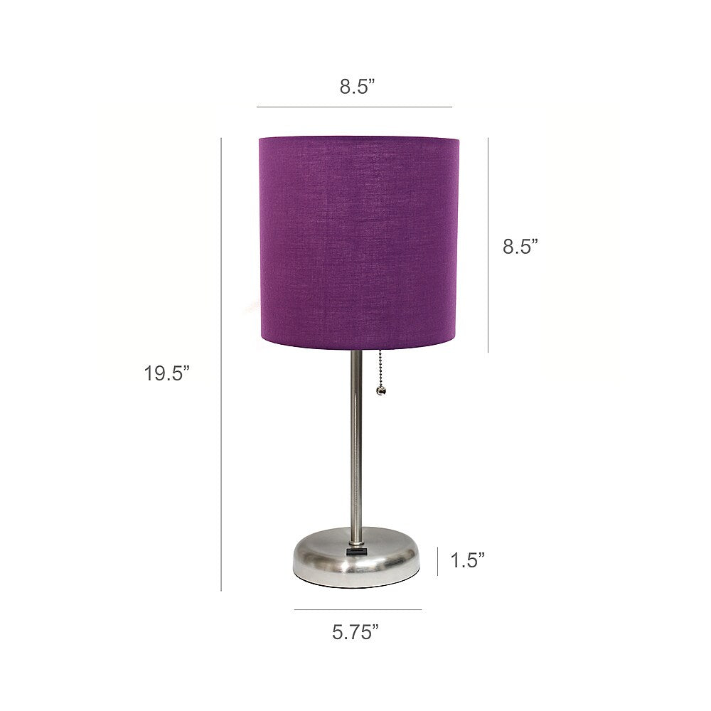 Limelights - Stick Lamp with USB charging port and Fabric Shade - Purple_2