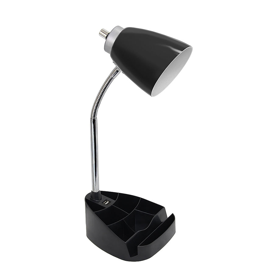 Limelights - Gooseneck Organizer Desk Lamp with iPad Tablet Stand Book Holder and USB port - Black_0