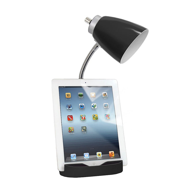 Limelights - Gooseneck Organizer Desk Lamp with iPad Tablet Stand Book Holder and USB port - Black_4