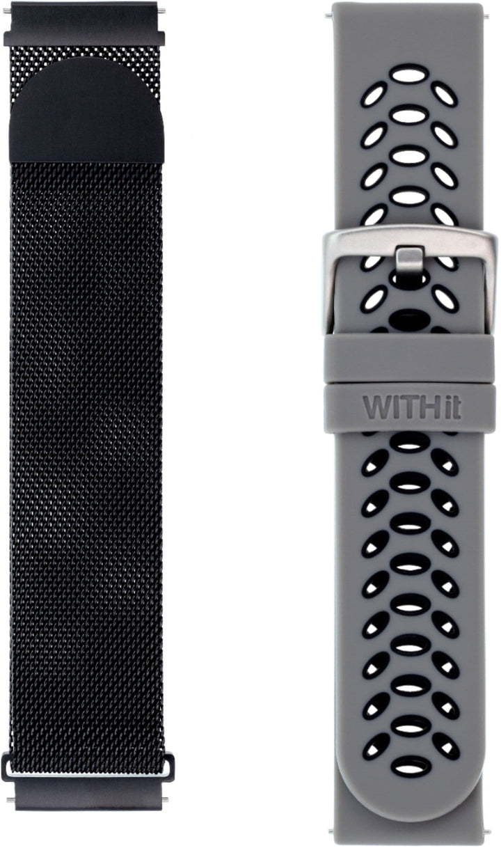 WITHit - Universal Smartwatch Silicone and Mesh Sport Band Kit 2-Pack for Samsung Galaxy 22mm_3
