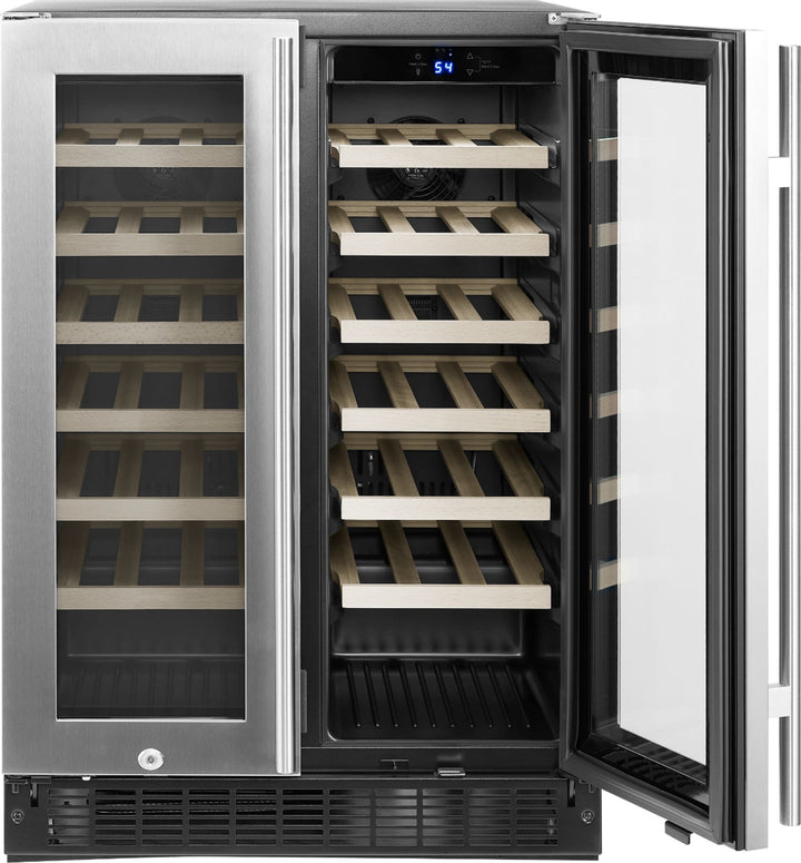 Insignia™ - 21-Bottle or 128-Can Dual Zone Wine and Beverage Cooler with Glass Doors - Stainless steel_2