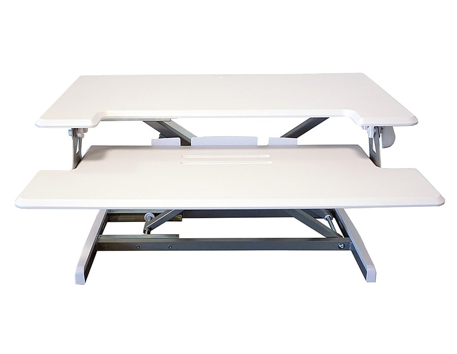 Victor - Compact Height Adjustable Standing Desk with Keyboard Tray - White_0