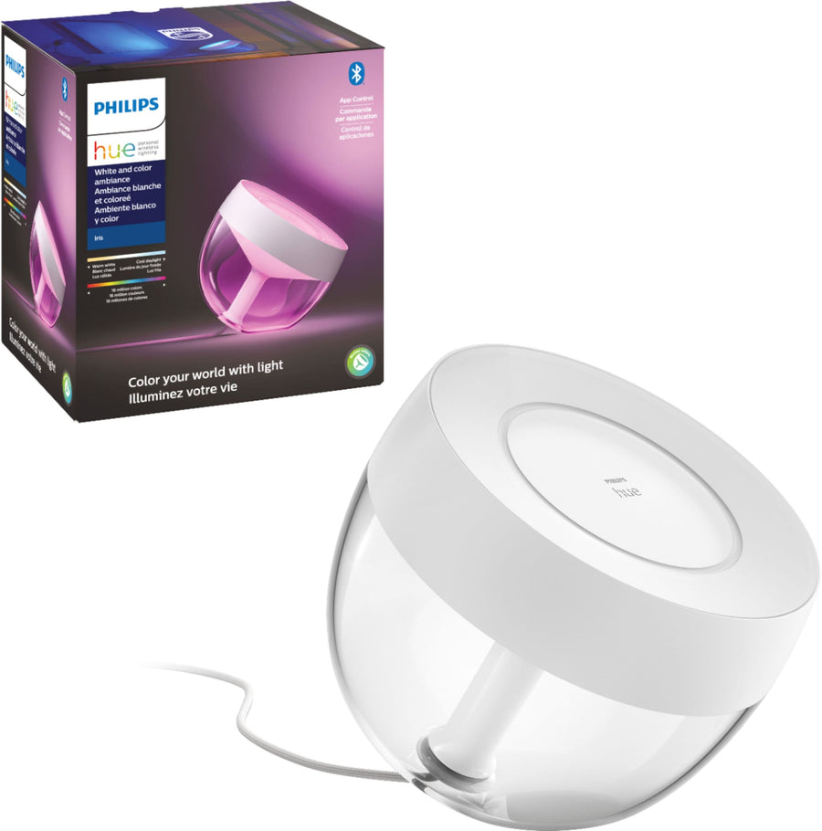 Philips - Hue Iris White and Color Ambiance Table Lamp - White and Clear_0