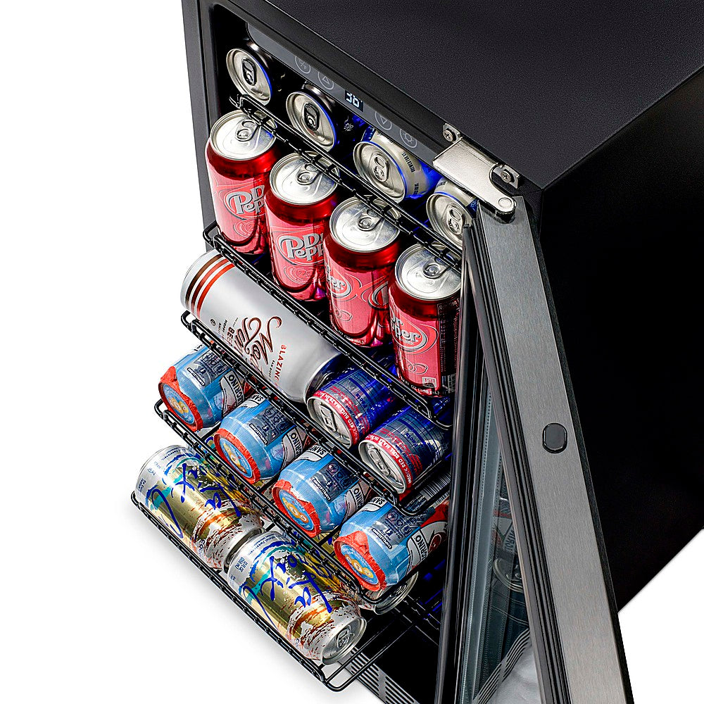 NewAir - 96-Can Built-In Beverage Cooler with Precision Temperature Controls - Black stainless steel_1