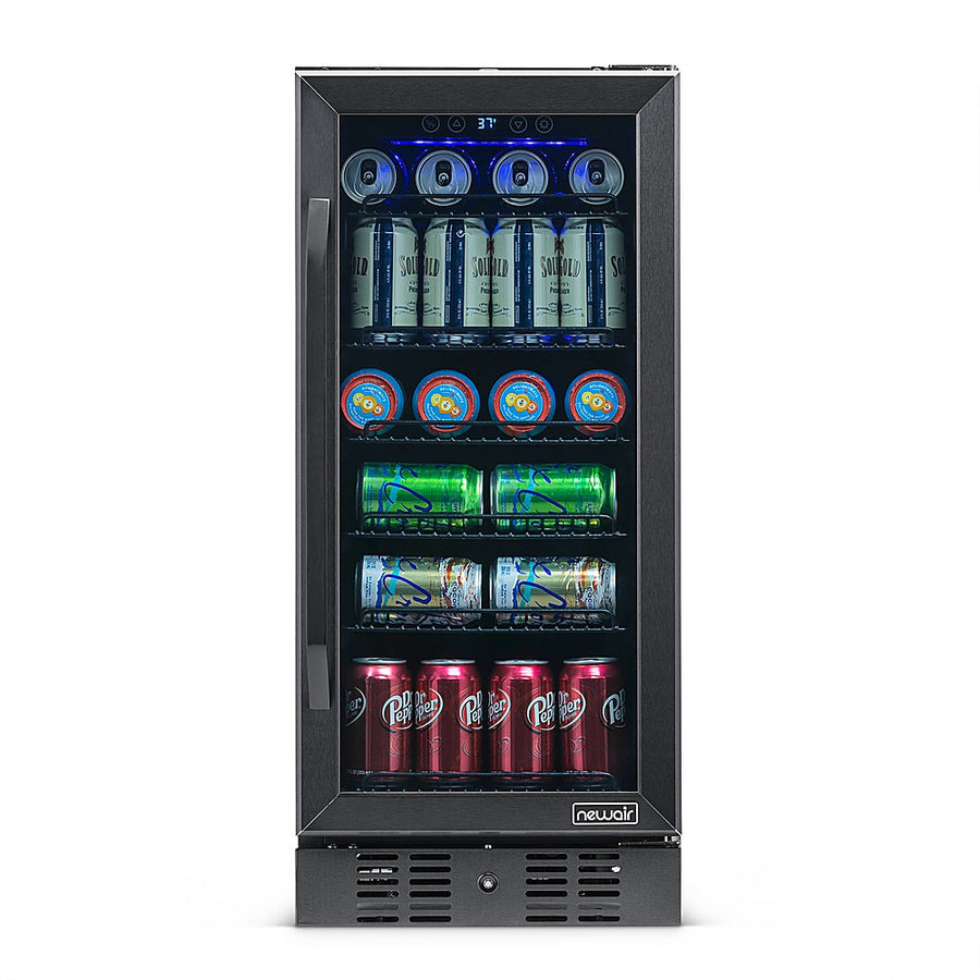 NewAir - 96-Can Built-In Beverage Cooler with Precision Temperature Controls - Black stainless steel_0
