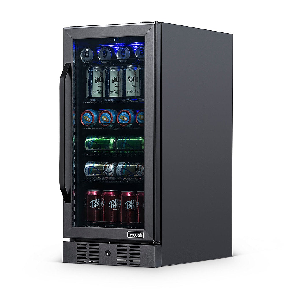 NewAir - 96-Can Built-In Beverage Cooler with Precision Temperature Controls - Black stainless steel_5