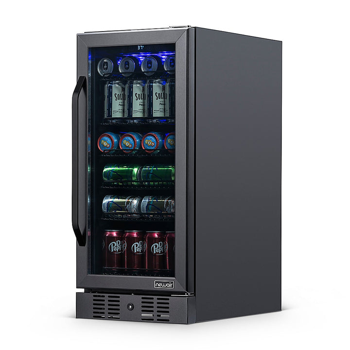 NewAir - 96-Can Built-In Beverage Cooler with Precision Temperature Controls - Black stainless steel_5