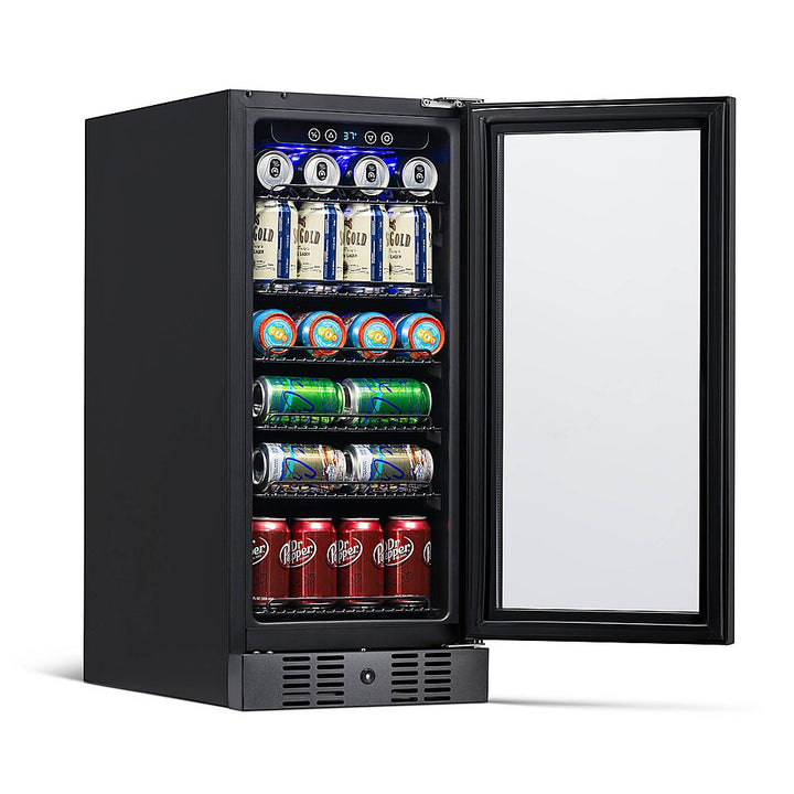 NewAir - 96-Can Built-In Beverage Cooler with Precision Temperature Controls - Black stainless steel_3