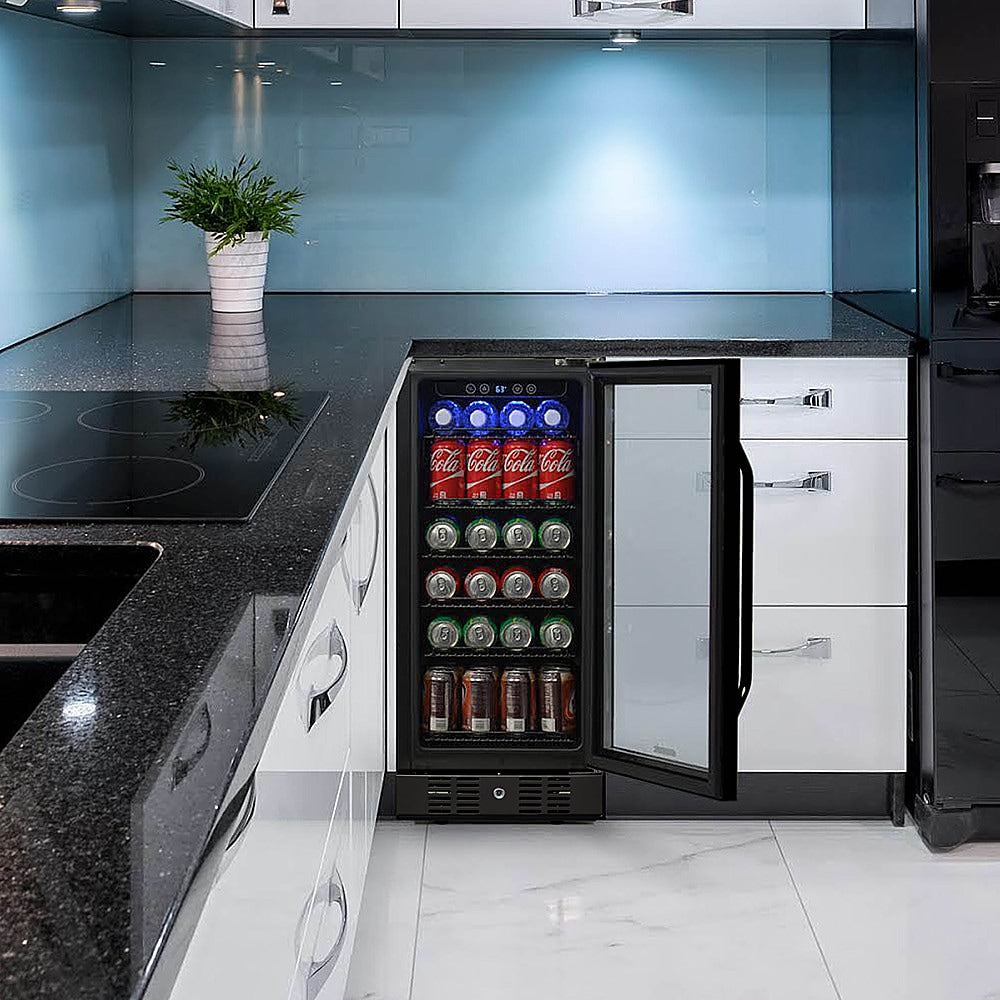 NewAir - 96-Can Built-In Beverage Cooler with Precision Temperature Controls - Black stainless steel_9