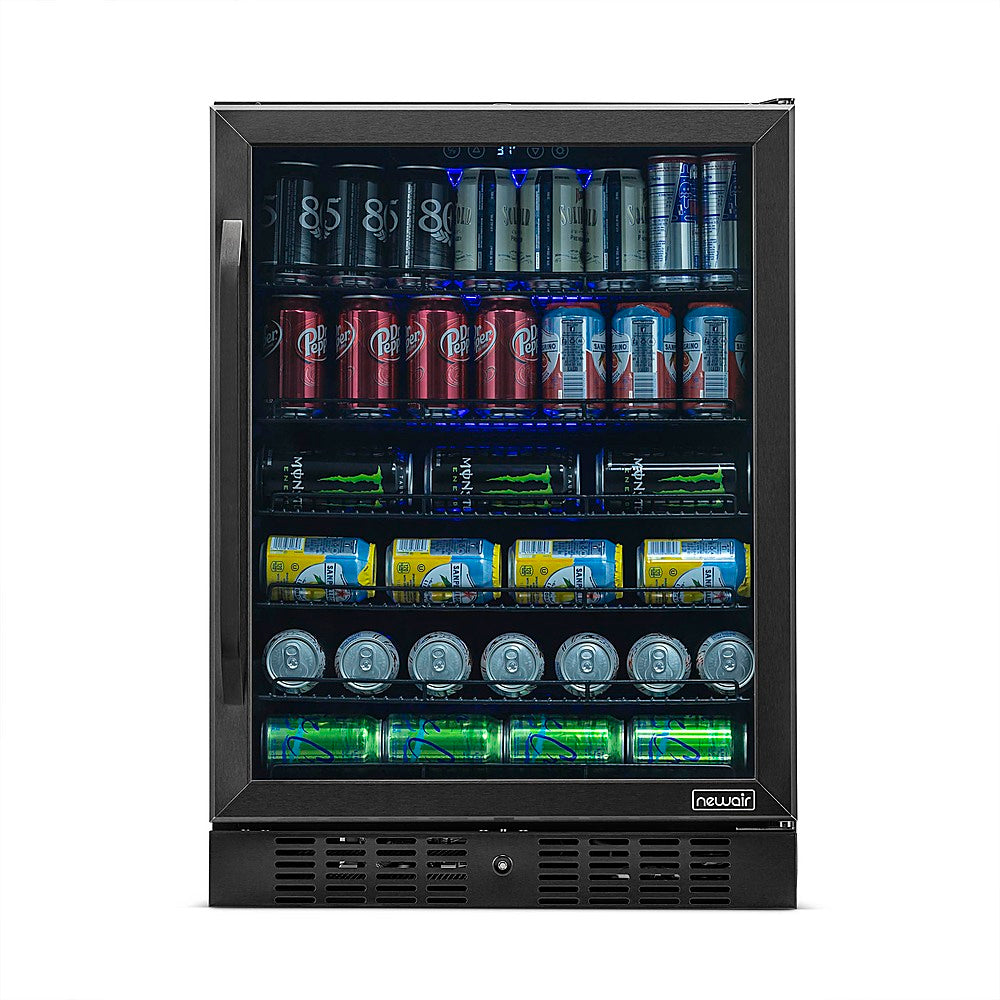 NewAir - 177-Can Built-In Beverage Fridge with Precision Temperature Controls - Black stainless steel_0