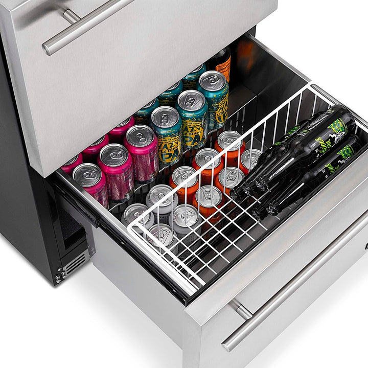 NewAir - 20-Bottle or 80-Can Dual Drawer Wine Refrigerator - Stainless steel_2