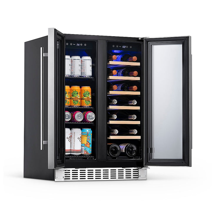 NewAir - 18-Bottle or 58-Can French Door Dual Zone Wine Refrigerator with SplitShelf and Beech Wood Shelves - Stainless steel_10