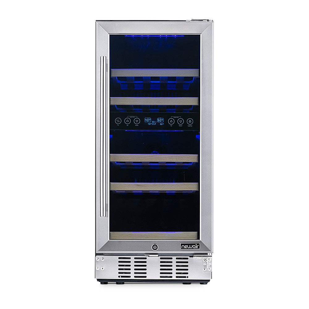 NewAir 15” Built-in 29 Bottle Dual Zone Compressor Wine Fridge - Stainless Steel, Recessed Kickplate - Stainless steel_12