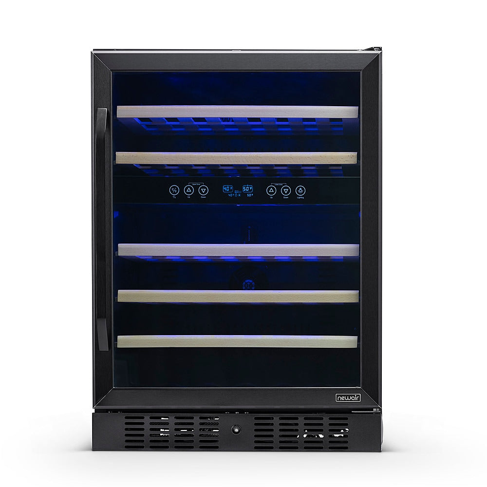 NewAir 24” Built-in 46 Bottle Dual Zone Compressor Wine Fridge in Black Stainless Steel - Black stainless steel_11