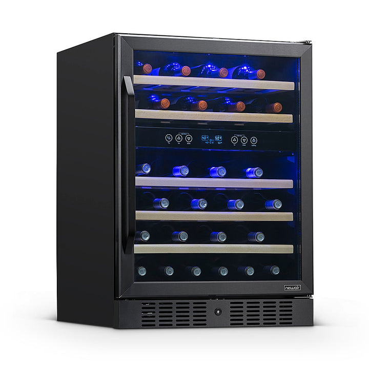 NewAir 24” Built-in 46 Bottle Dual Zone Compressor Wine Fridge in Black Stainless Steel - Black stainless steel_6