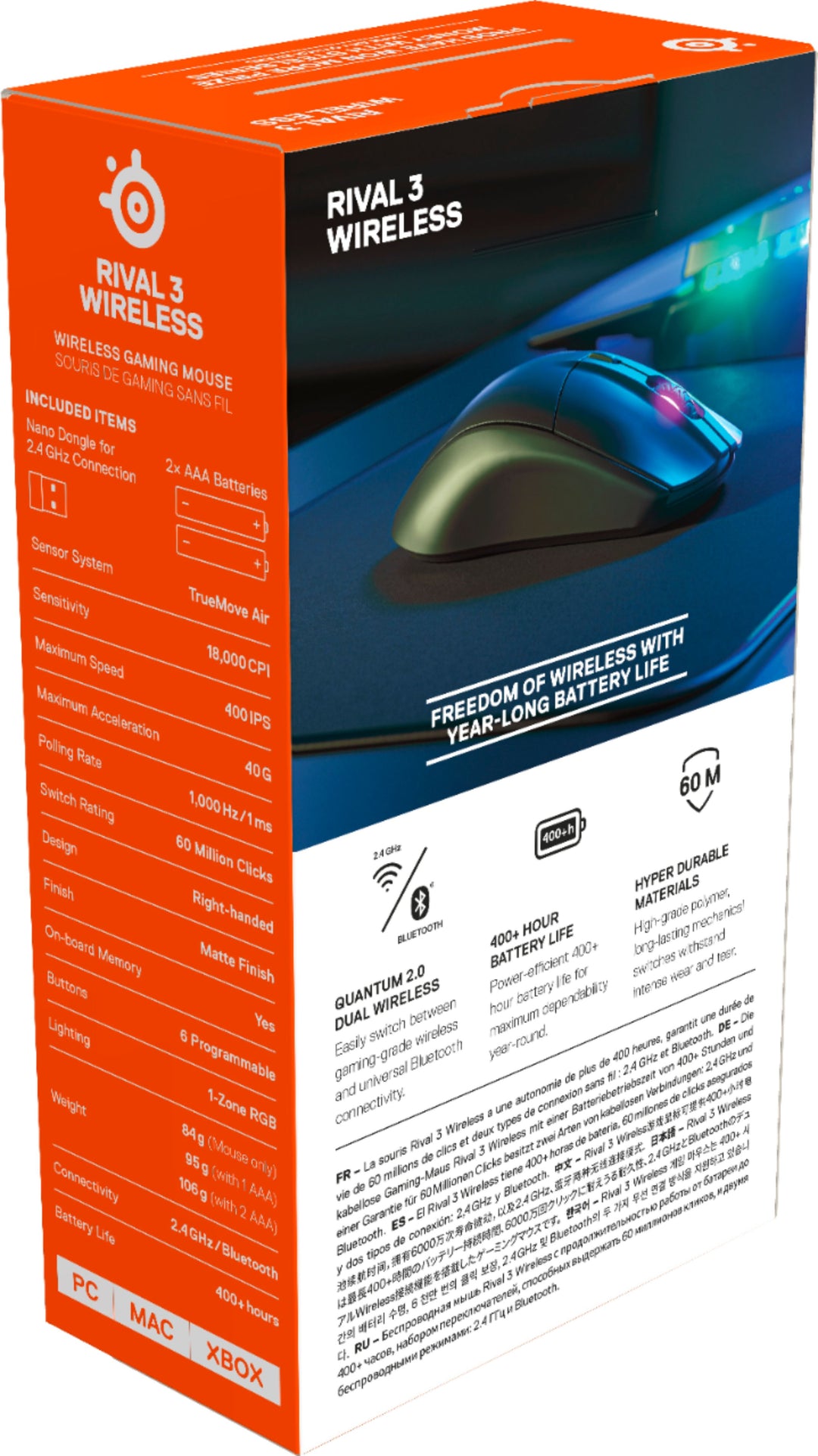 SteelSeries - Rival 3 Lightweight Wireless Optical Gaming Mouse with Brilliant Prism RGB Lighting - Black_6