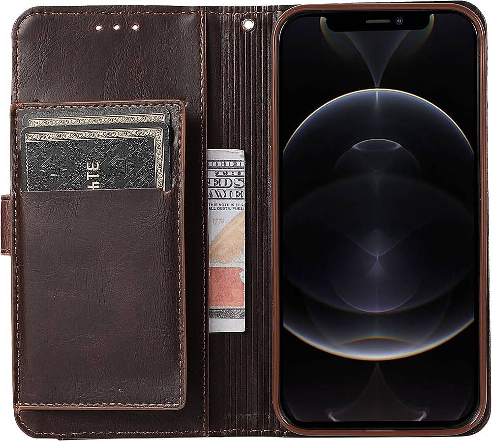 SaharaCase - Folio Wallet Case for Apple iPhone 12 and 12 Pro - Brown_3