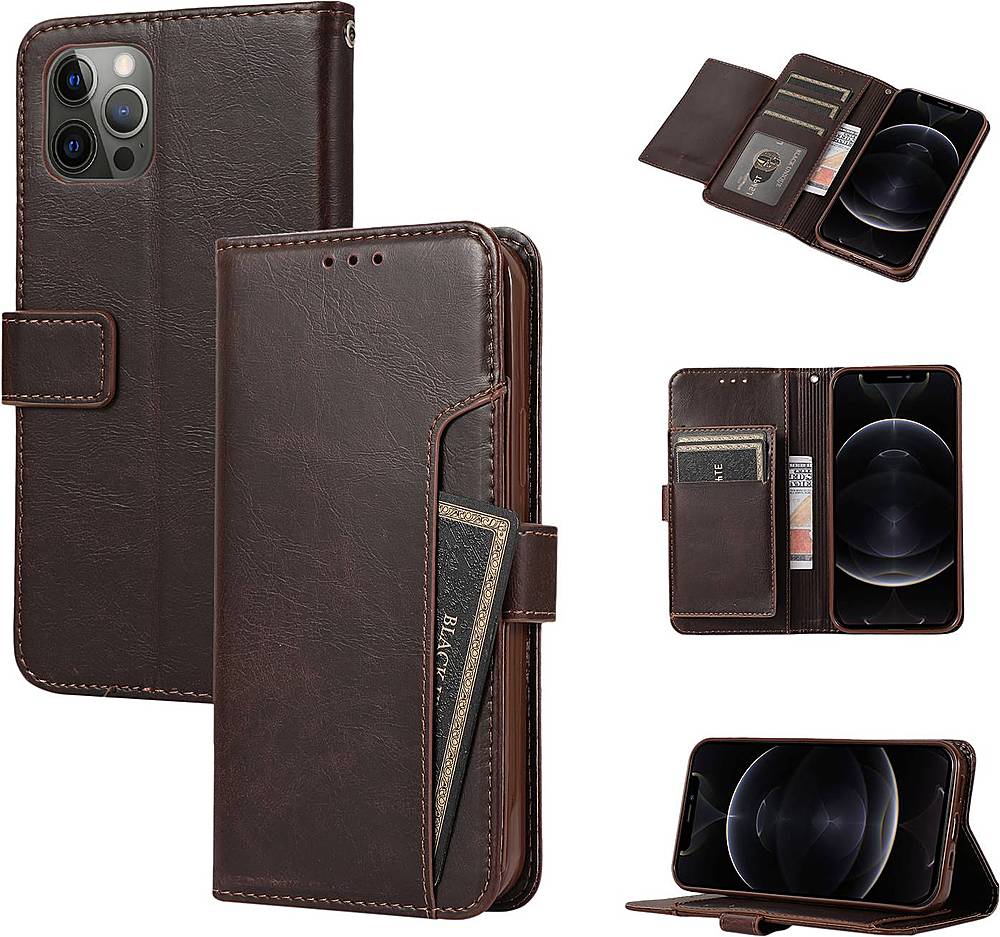 SaharaCase - Folio Wallet Case for Apple iPhone 12 and 12 Pro - Brown_1