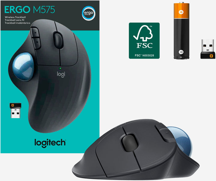 Logitech - ERGO M575 Wireless Trackball Mouse with Ergonomic Design - Black_3