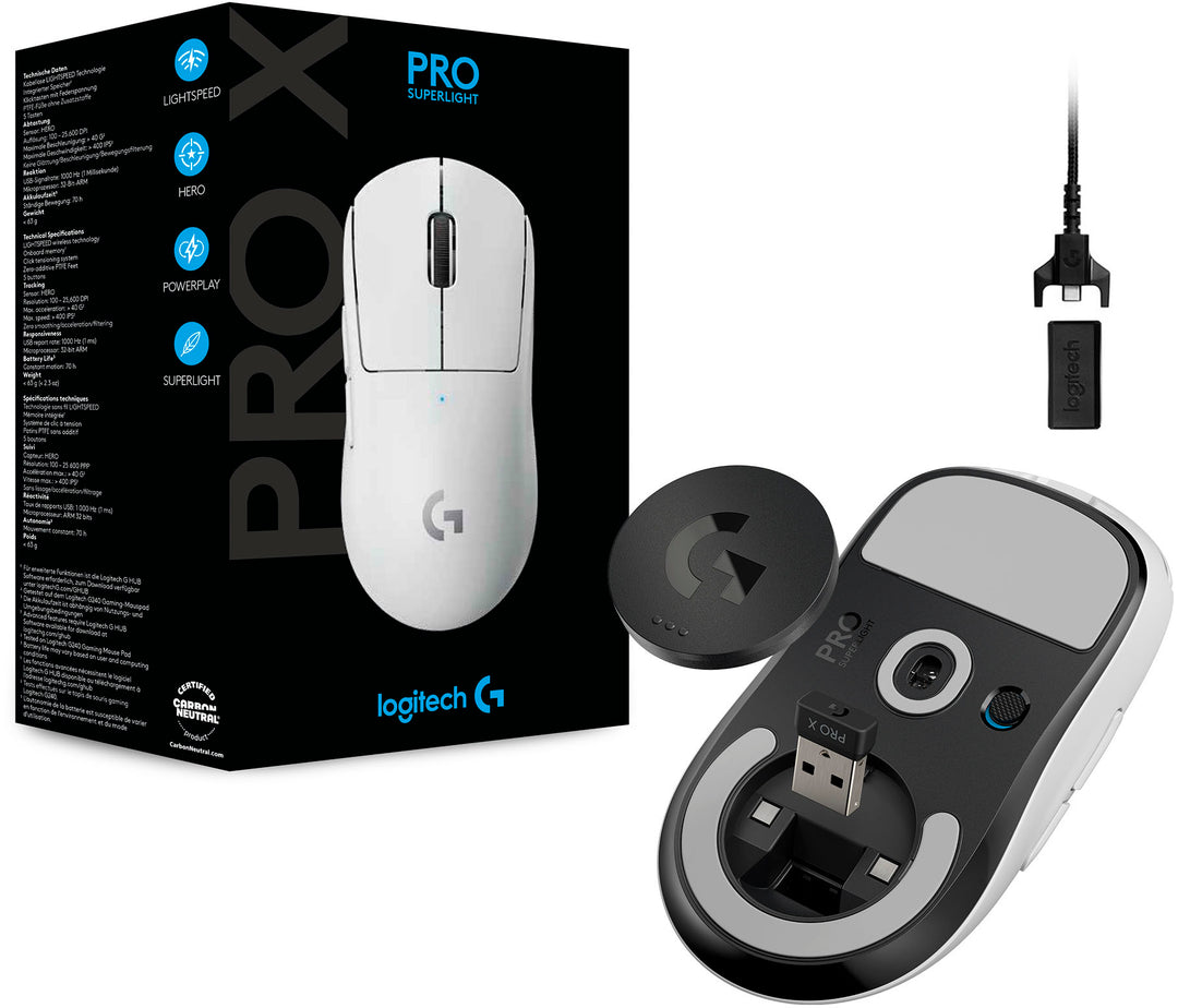 Logitech - PRO X SUPERLIGHT Lightweight Wireless Optical Gaming Mouse with HERO 25K Sensor - White_2