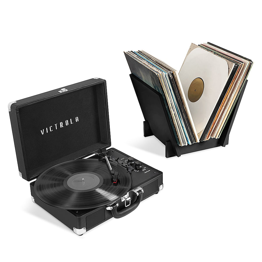 Victrola - Journey+ Bluetooth Suitcase Record Player with Matching Record Stand - Black_0