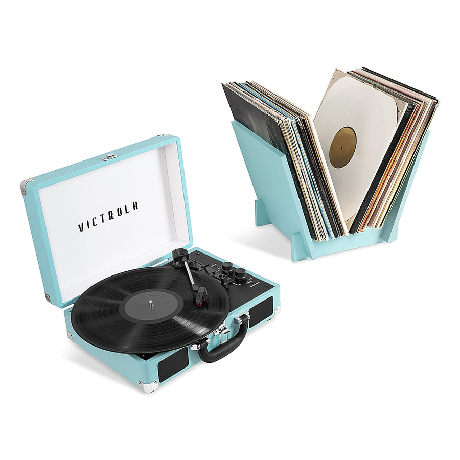Victrola - Journey+ Bluetooth Suitcase Record Player with Matching Record Stand - Teal_0