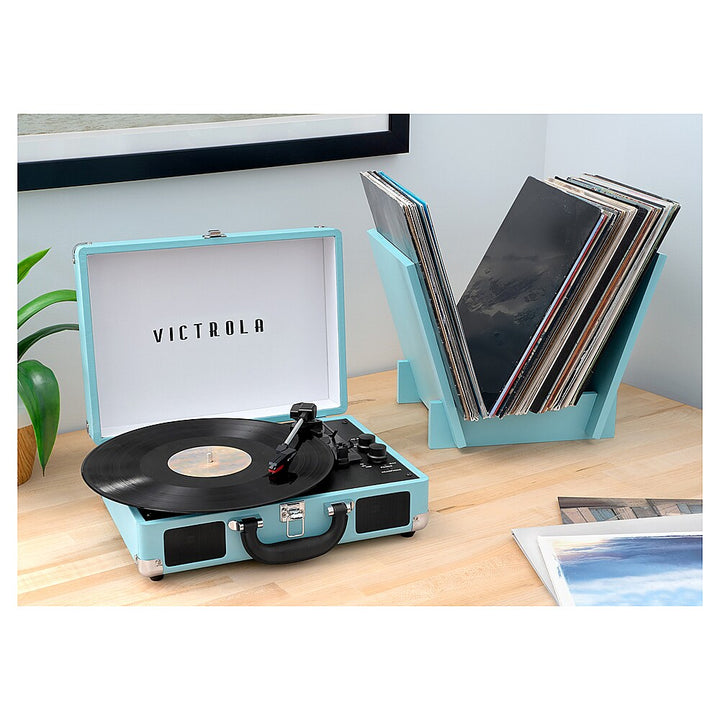 Victrola - Journey+ Bluetooth Suitcase Record Player with Matching Record Stand - Teal_1
