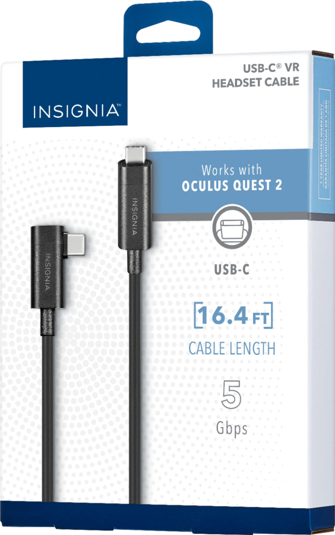 Insignia™ - 16.4' USB-C Virtual Reality Headset Cable for Meta Quest 2 and Meta Quest - Black_2