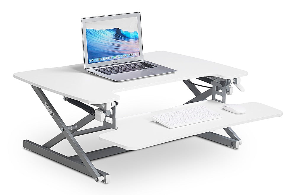 True Seating - Ergo Height Adjustable Standing Desk Converter, Large - White_1