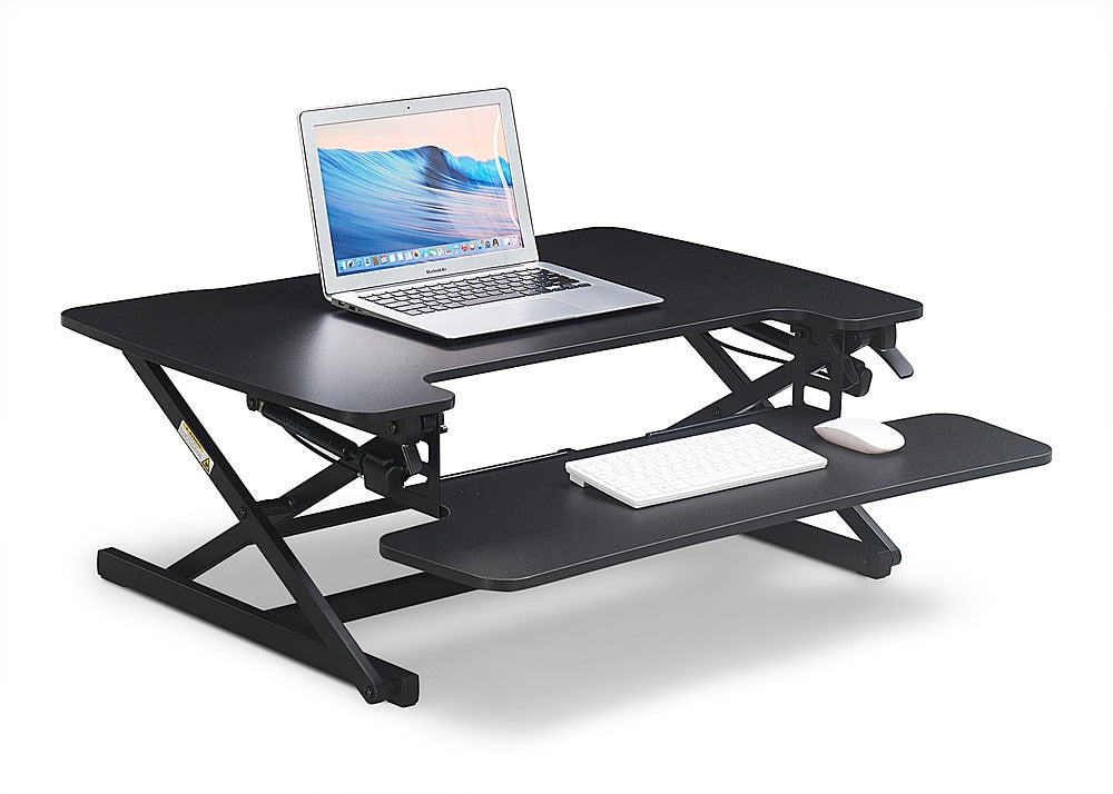 True Seating - Ergo Height Adjustable Standing Desk Converter, Large - Black_1
