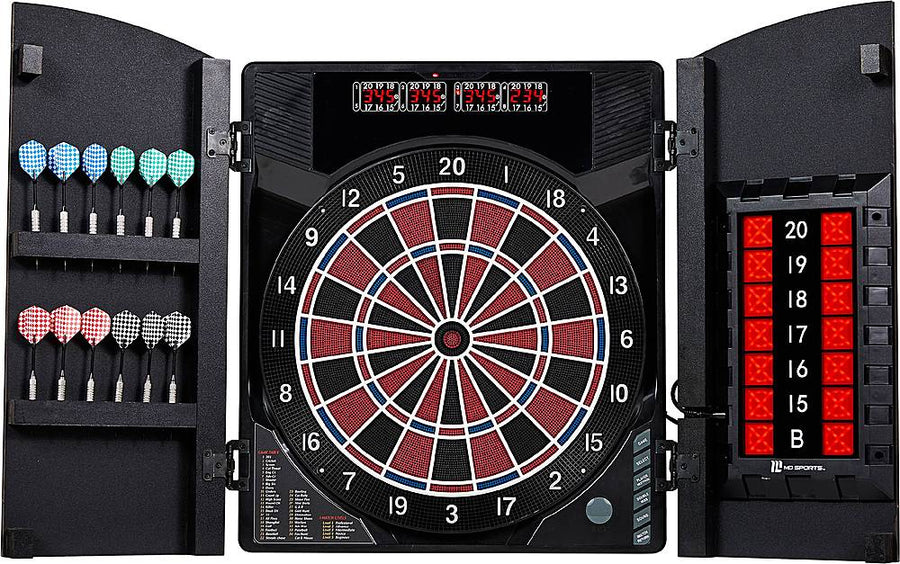 MD Sports - New Haven Electronic Dartboard with Cabinet - Brown/Black_0