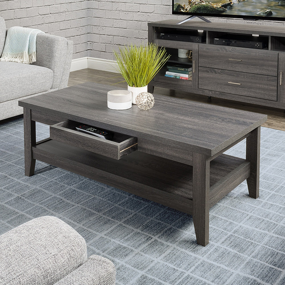 CorLiving - Hollywood Coffee Table with Drawers - Dark Gray_0