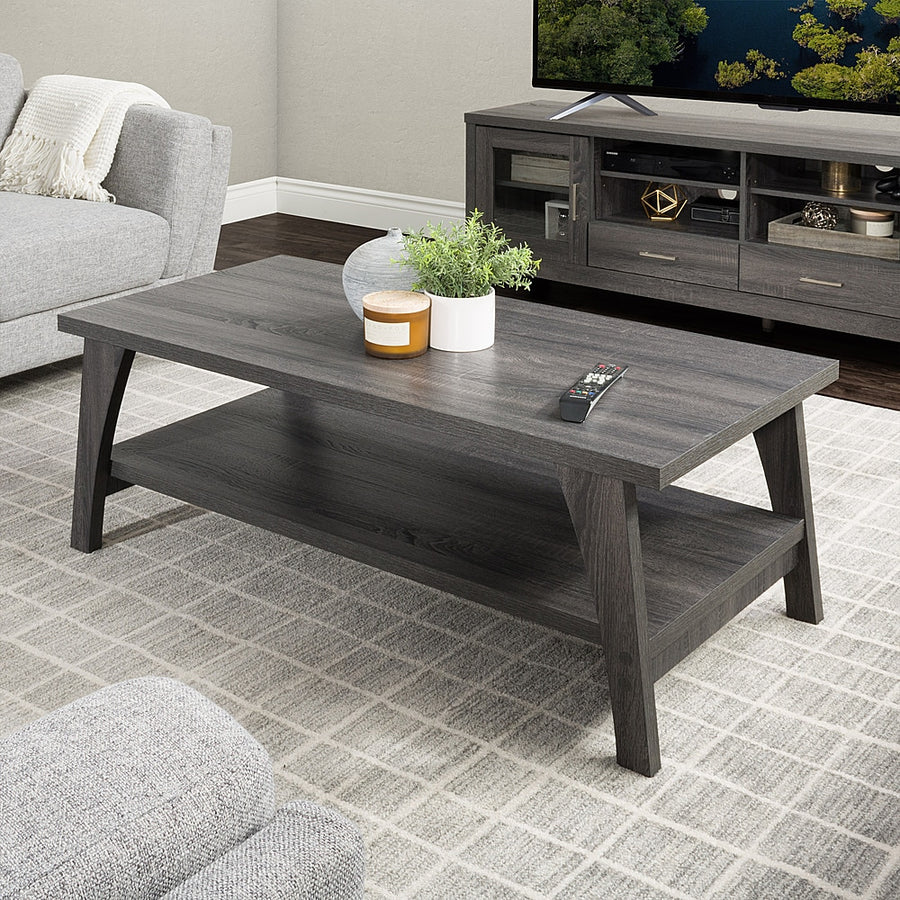 CorLiving - Hollywood Dark Gray Coffee Table with Shelf - Dark Grey_0