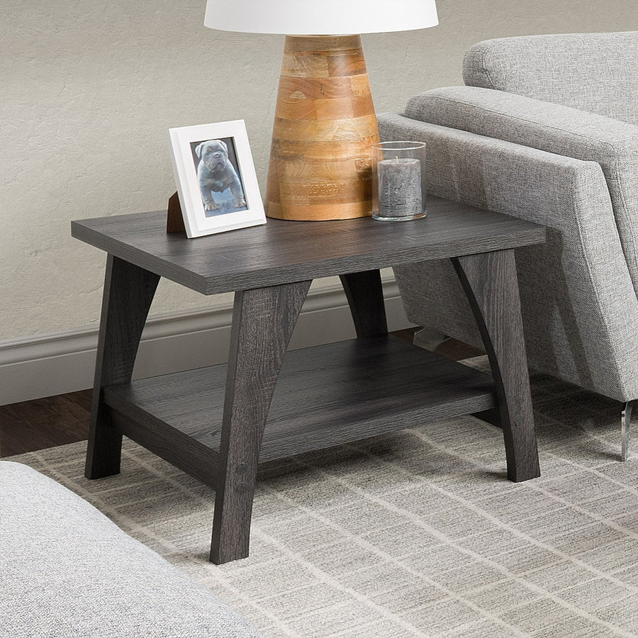 CorLiving - Hollywood Side Table with Lower Shelf - Dark Gray_0