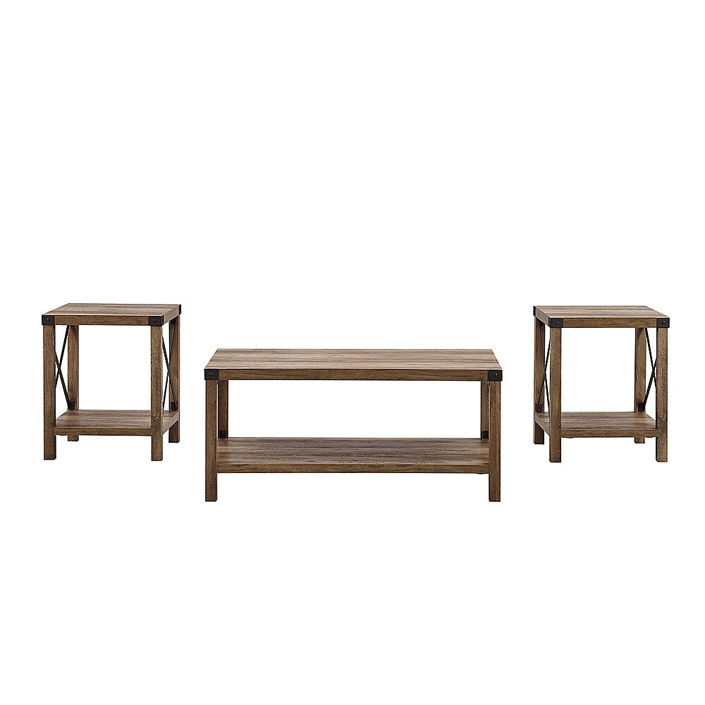 Walker Edison - 3-Piece Rustic Wood and Metal Accent Table Set - Rustic Oak/Black_6