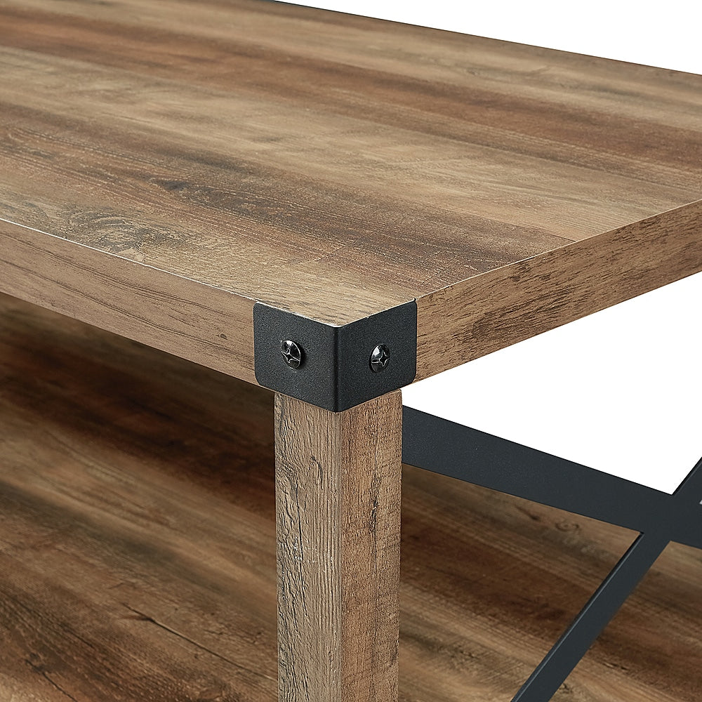 Walker Edison - 3-Piece Rustic Wood and Metal Accent Table Set - Rustic Oak/Black_5