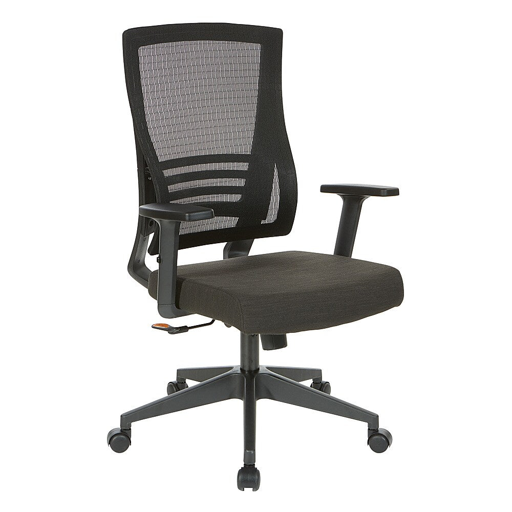 Office Star Products - Vertical Mesh Back Chair in Frame with Black Linen Fabric Seat - Black_1