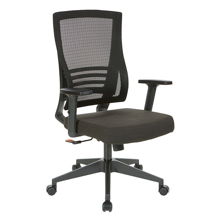 Office Star Products - Vertical Mesh Back Chair in Frame with Black Linen Fabric Seat - Black_1