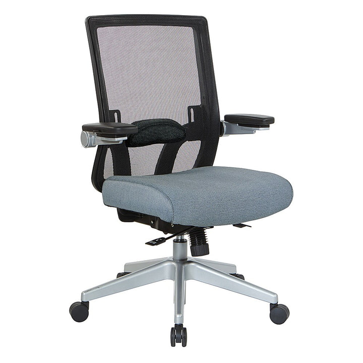 Office Star Products - Manager's Chair with Breathable Mesh Back and Fabric Seat with a Silver Base. - Blue_1