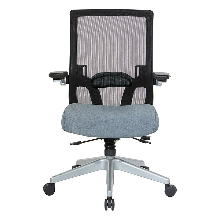 Office Star Products - Manager's Chair with Breathable Mesh Back and Fabric Seat with a Silver Base. - Blue_0