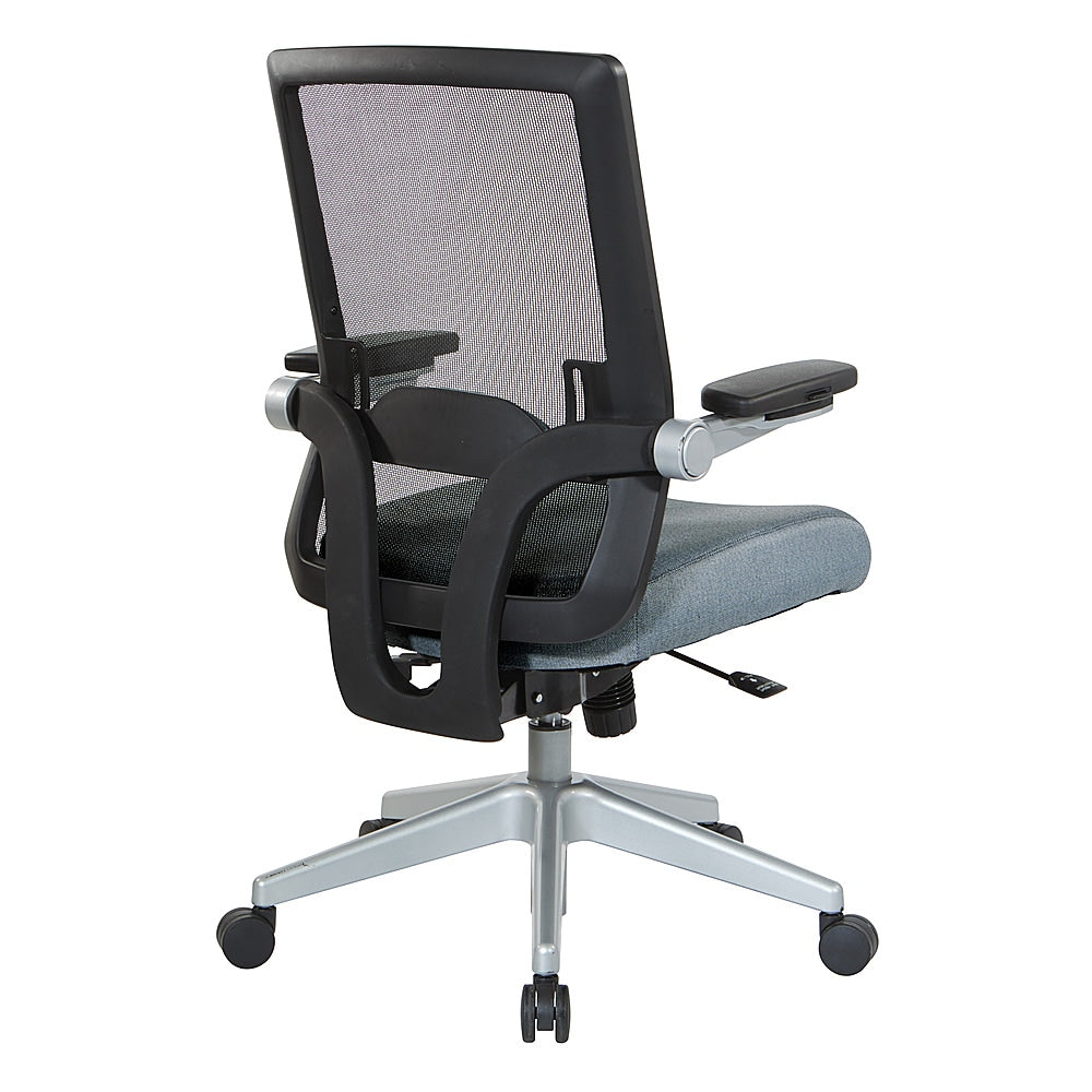 Office Star Products - Manager's Chair with Breathable Mesh Back and Fabric Seat with a Silver Base. - Blue_3