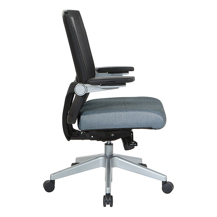 Office Star Products - Manager's Chair with Breathable Mesh Back and Fabric Seat with a Silver Base. - Blue_2