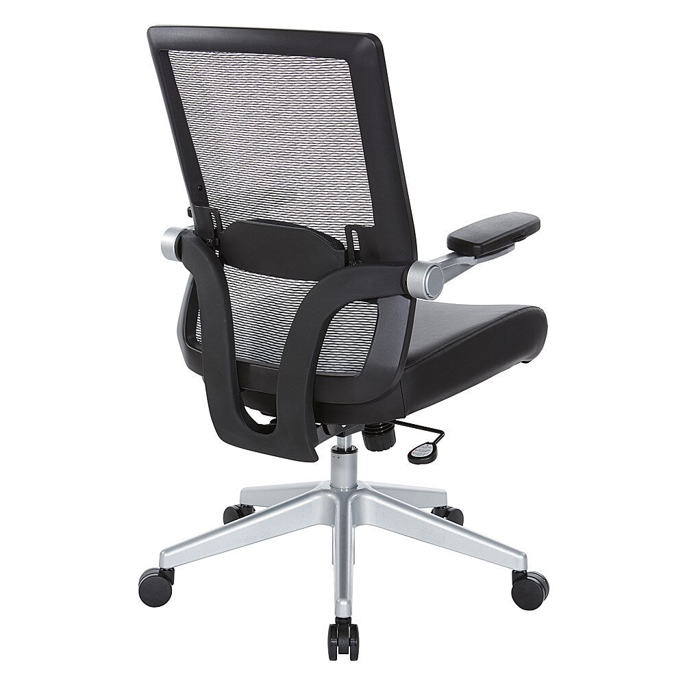 Office Star Products - Manager's Chair with Breathable Mesh Back and Black Bonded Leather Padded Seat with a Silver Base. - Black / Silver_4
