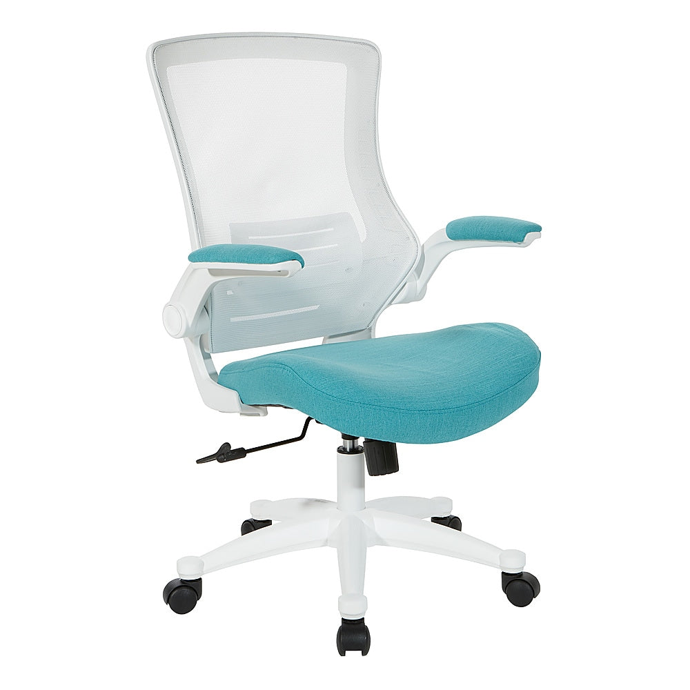 Office Star Products - White Screen Back Manager's Chair in White Turquoise Fabric - Linen Turquoise_1