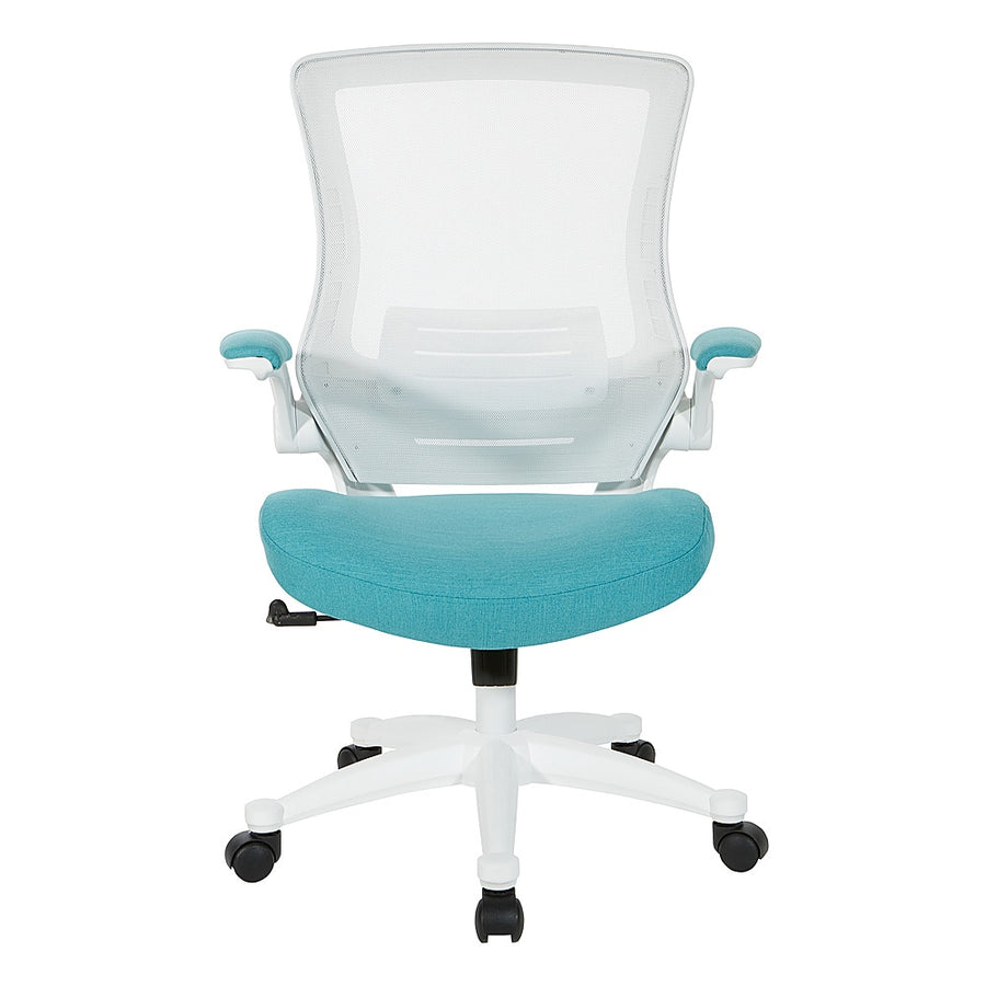 Office Star Products - White Screen Back Manager's Chair in White Turquoise Fabric - Linen Turquoise_0